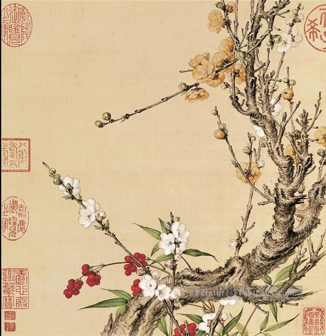 Lang Shining Plum Blossom ancienne Chine encre Giuseppe Castiglione Peintures à l'huile